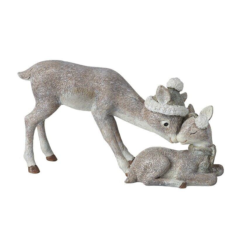 Heaven Sends Large Cute Mummy Deer Nudging Baby Fawn Woodland Animals Figurine Ornament 26cm Wide