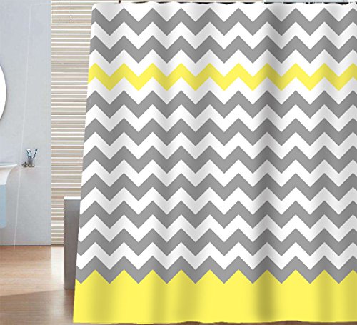 Sunlit Zigzag Yellow And Gray White Chevron Shower Curtain