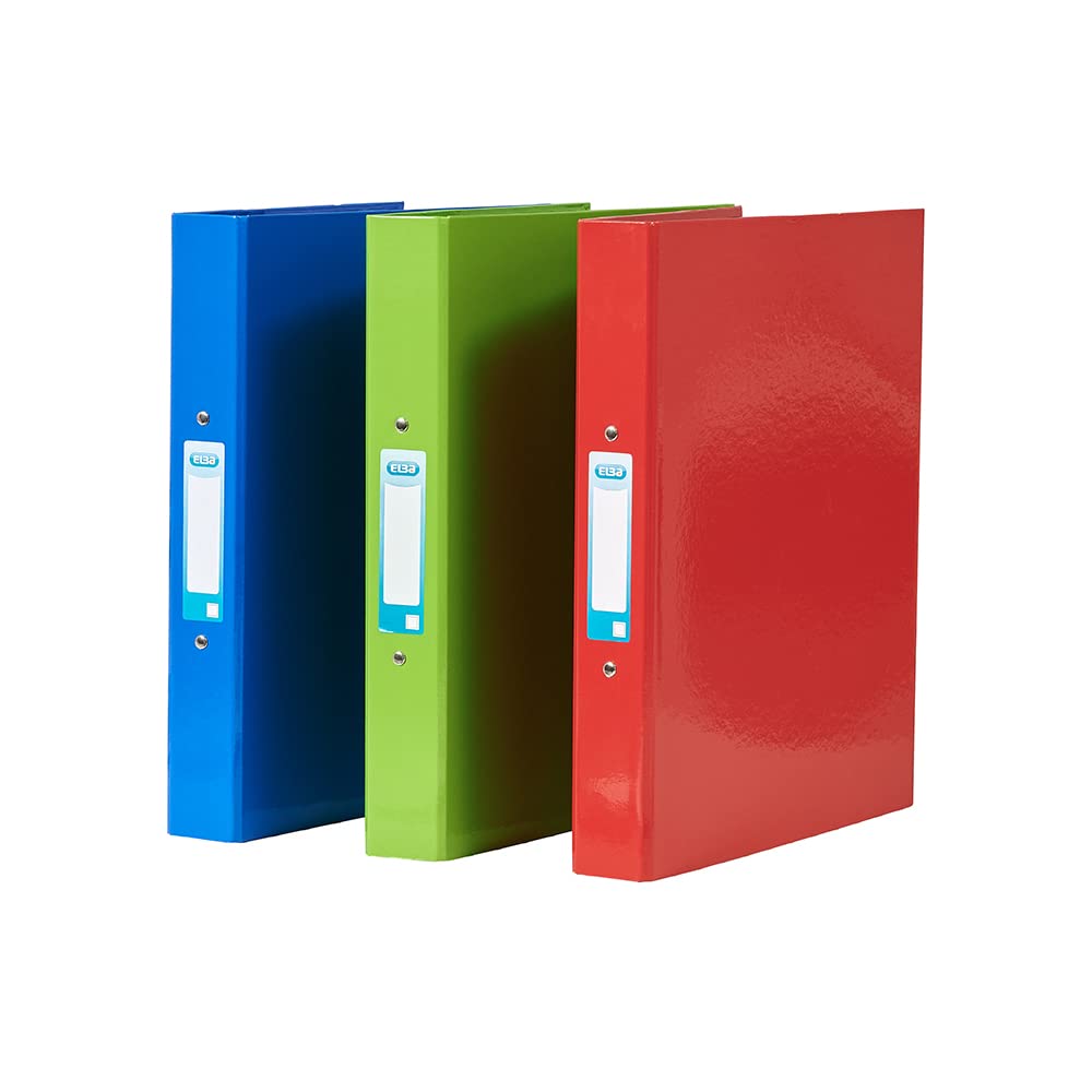 Elba A4 Ring Binder - Red, Green, Blue - Pack of 3