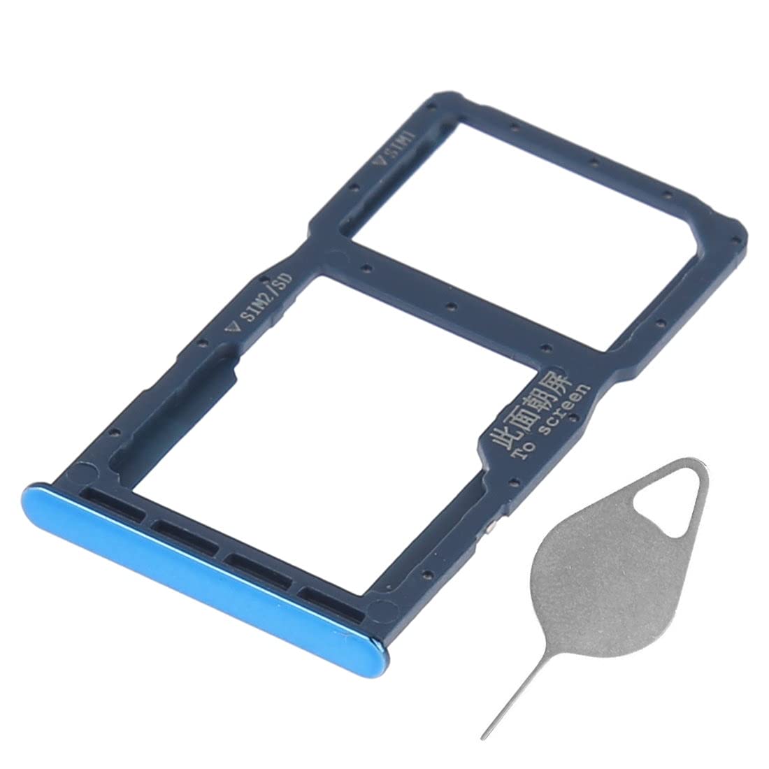 OnlyTech - Dual SIM card tray and micro SD memory card for Huawei P30 Lite blue + removal tool