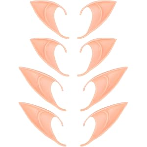 Ykimok 4 Pairs Elf Ears, Soft TPE Fairy Ears in 2 Sizes | Flexible TPE material, perfect for Halloween, cosplay and themed pa