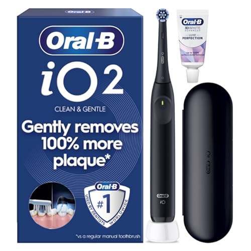 Oral-B iO 2 Elektrische Zahnbuerste | Night Black | 1 Buerstenkopf | Bis zu 4 Wochen Ladung | Reiseetui
