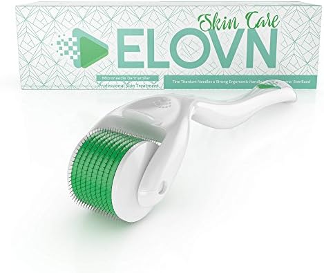 Dermaroller 0.25mm 540 Titanium Pins Microneedling Derma Roller Premium -Includes Free Ebook and Storage Case by ELOVN
