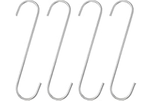 HARFINGTON 4pcs Long S Hooks 8 Inch Extra Long Metal S-Shaped Hanging Hooks High Manganese Steel S Hanger Storage Organizing 