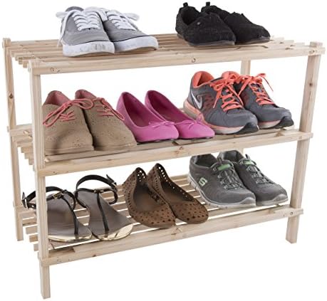 Space Saver entryway Wood Shoe Rack 3-Tier Storage Bench