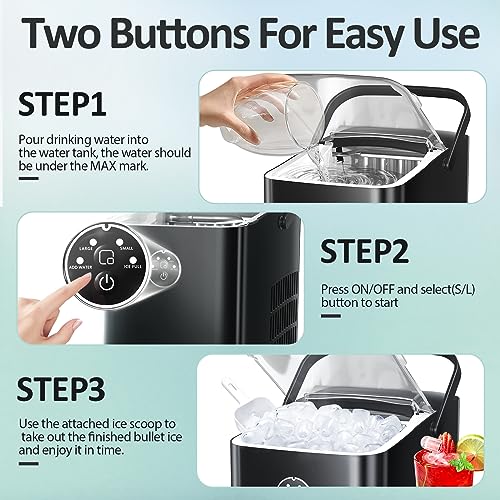 ZAFRO Ice Maker Countertop Ice Machine, 2 Sizes S/L 8 Bullet Ice Ready