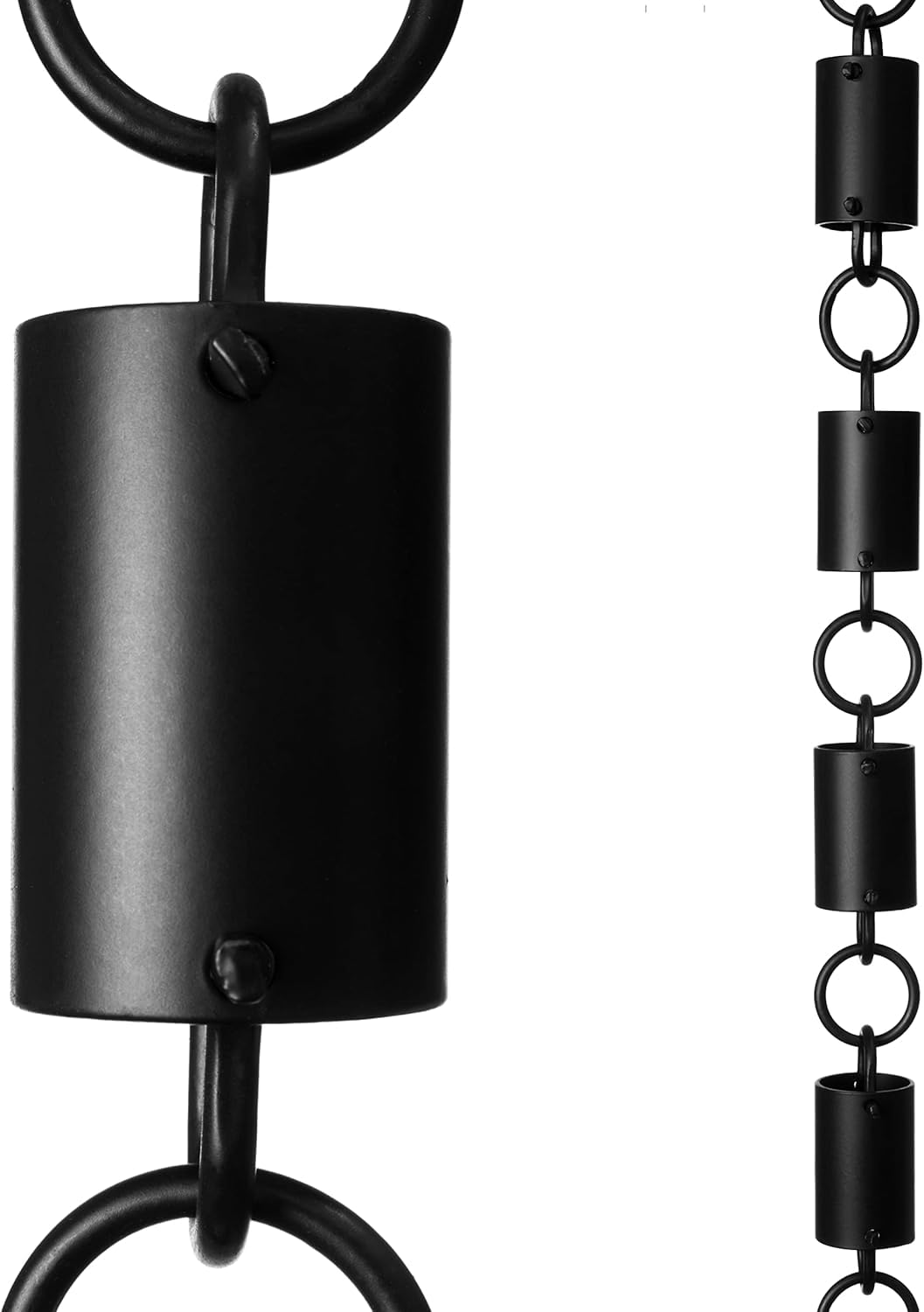 Monarch Rain Chains 18108 Aluminum Cylinder Rain Chain, 8-1/2 Feet Length Replacement Downspout for Gutters, Black Powder Coated