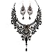 MEiySH Black Lace Gothic Lolita Pendant Choker Necklace Earrings Set