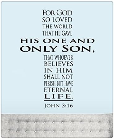 Wall Sticker 30" John 3:16 for God so Loved the World Wall Decal Sticker Cross Art Mural Home Décor Bible Scripture Quote