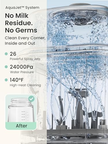 Grownsy EaseClean Pro Bottle Washer | Visible Cleaning Windows | All-in-One Wash, Sterilize & Dry System | 360° High-Pressure Cleaning | for Bottles, Pump Parts & Baby Essentials