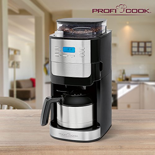 ProfiCook-PC-KA-1137-Kaffeemaschine-inkl-einstellbarem-Mahlwerk-Edelstahl-Thermokanne-programmierbare-24-Stunden-LCD-Digital-Zeitschaltuhr