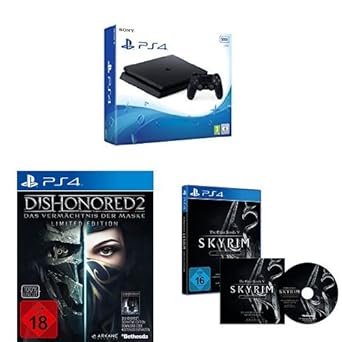 PlayStation 4 - Konsole (500GB, schwarz,slim) + Dishonored 2: Das Vermächtnis der Maske - Limited Edition (inkl. Definitive E