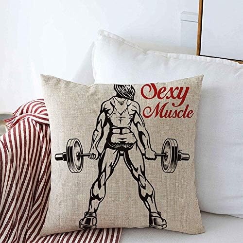 Throw Pillow Covers Barbell Young Girl Lifting Weight