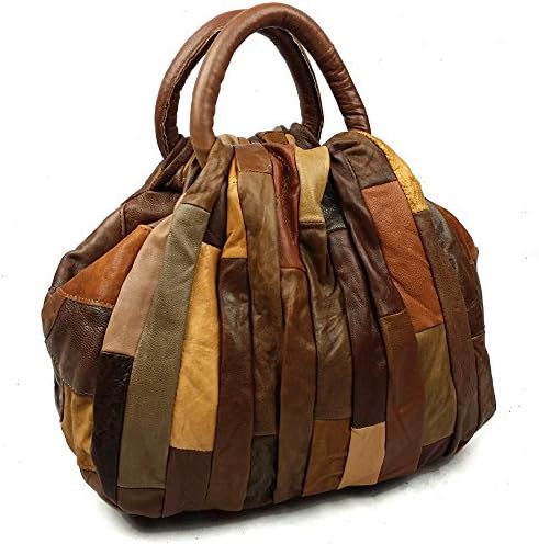 Vintage Patchwork Women Genuine Leather Handbag Soft Shoulder Bag (large, brown)