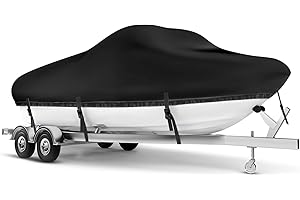 RZKHDZHM Boat Cover 20-22 ft, Waterproof 900D Heavy Duty Boat Cover, PU Marine Grade Polyester Boat Covers 20-22 ft, Fits Bass, V-Hull, Tri-Hull, Runabout, Jon, Fishing, Trailerable, Beam Width 110 inch