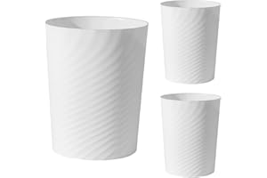UUJOLY Plastic Small Trash Can Wastebasket, Garbage Container Basket for Bathrooms, Laundry Room, Kitchens, Offices, Kids Rooms, Dorms, 1.8 Gallon, White, 3 Pack