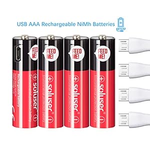 Pile Ricaricabili AA Mini Stilo Recharge Batterie 1000mAh Soluser 1.2V Precaricate NiMH 1200 Cicli – Protezione Ambientale Senza Effetto Memoria (confezione da 4)