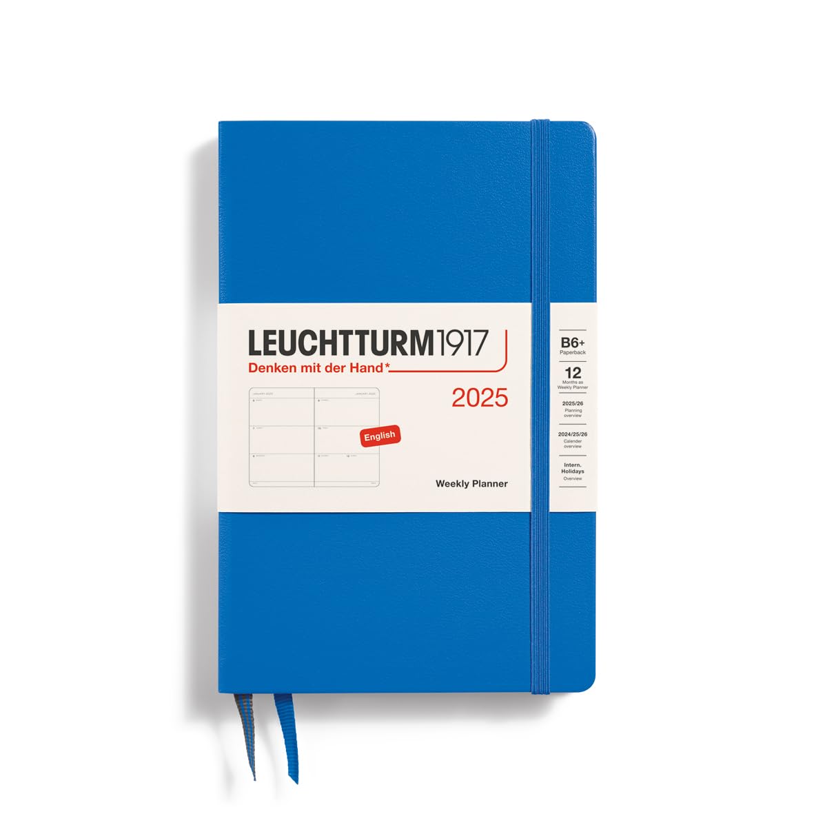 LEUCHTTURM1917 371018 Weekly Planner Paperback (B6+) 2025, Sky, English