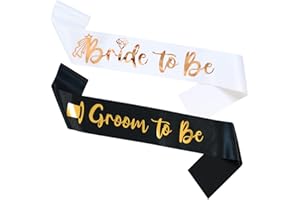 Docooniver Bride to be&Groom to be 2 Pack Sash for Bridal Shower,Bachelorette Party Sash,Bridal Shower Favors and Decorations.(White&Black)