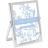 Laura Ashley 2x3 Silver Metal Picture Frame (Vertical) w/Pull-Out Easel | Flat Metal Picture Frame Made for Tabletop, Counterspace, Shelf and Desk
