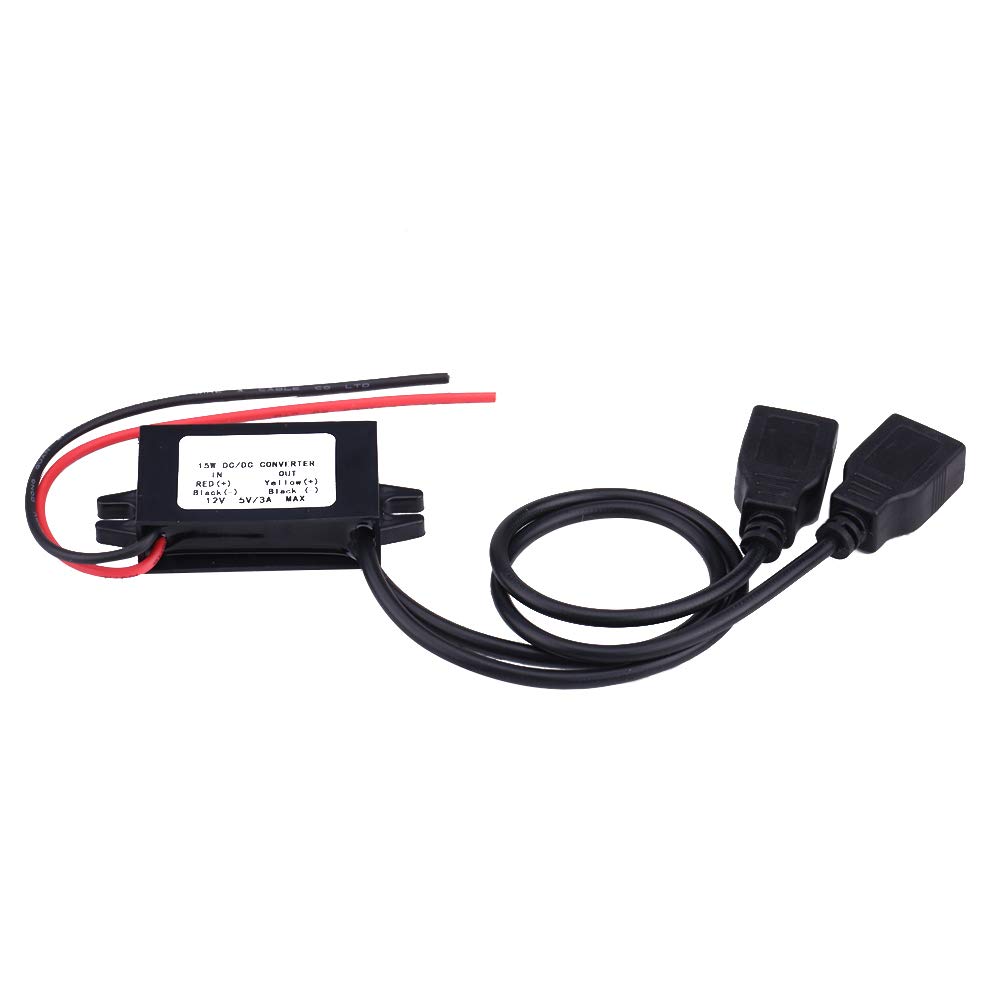 Suuonee USB Adapter, 3A DC 12V to DC 5V Dual USB Adapter Converter Module for Car Motorcycle Phone