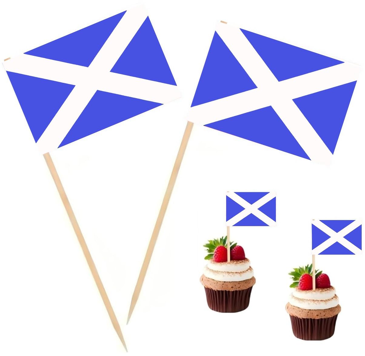 Photo 1 of 100 Pcs Scotland Flag Scoland Toothpick Flags, Cocktail Picks Mini Stick Cupcake Toppers Country Picks Party Decoration Celebration Cocktail Food Bar Cake Flags ?