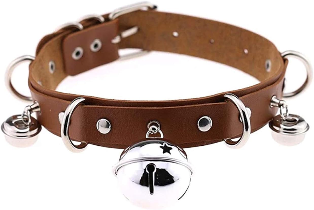 Multicolor Simulated Leather Cat Bell Collar Cosplay Bell Pendant