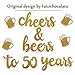 Cheers & Beers to 50 Years Gold Glitter Banner for 50th Birthday Wedding Anniversary Party Decorations Pre Strung & Ready To Hang, Beer Party Decorations