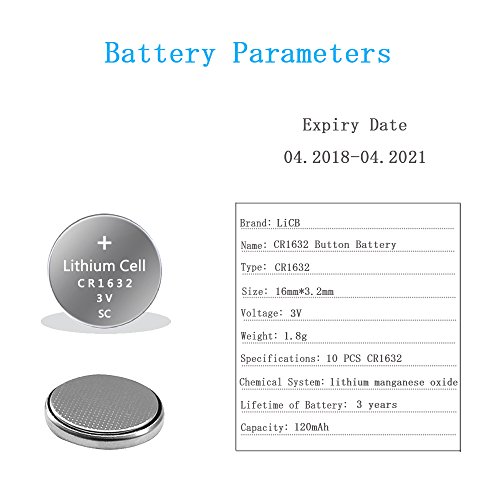 LiCB 10 Pack CR1632 3V Lithium Battery CR 1632