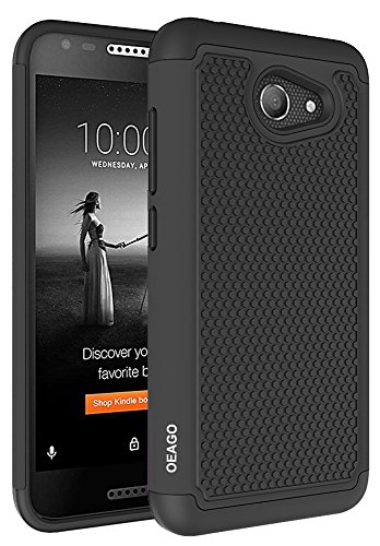 Alcatel A30 Phone Case, OEAGO [Shockproof] Hybrid Dual Layer Defender Protective Case Cover for Alcatel A30 Verizon / Alcatel A30 GSM ( Black / Black )