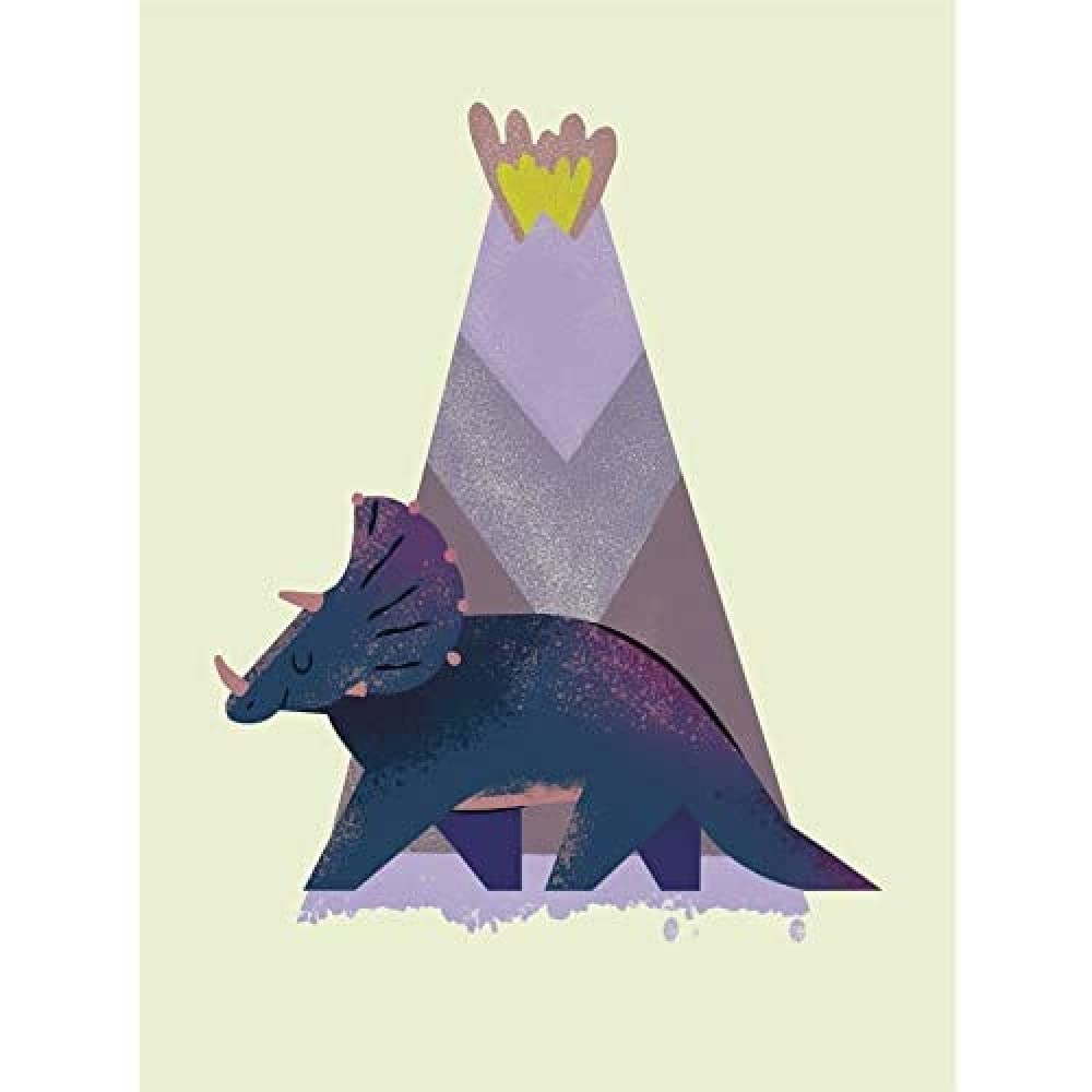 Wee Blue Coo Dinosaur Triceratops Canvas Wall Art Print