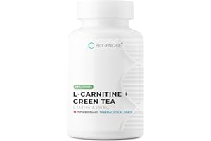 BIOGENIQUE L-Carnitine + Green tea Extract - 60 L-Carnitine 500 mg capsules - Amino Acid, Weight management & Fitness Support