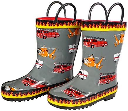 Gray Rubber Boot Flame Trim Fire Truck Helicopter Ambulance Size
