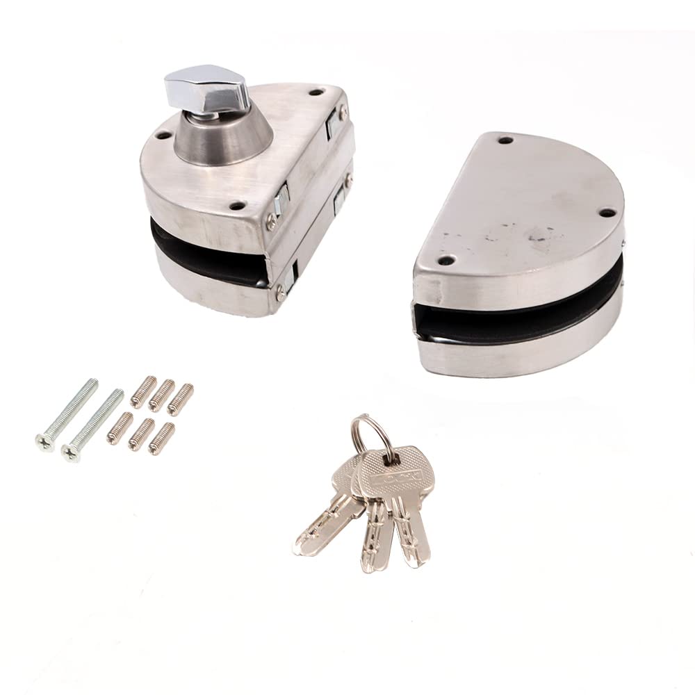 ZONADAH Double Glass Door Lock 304 Stainless Steel, Both Sides Open Frameless Door Hasps No Drilling Required for 10-12mm Thickness Glass, Home Office Hotel Furniture Hardware