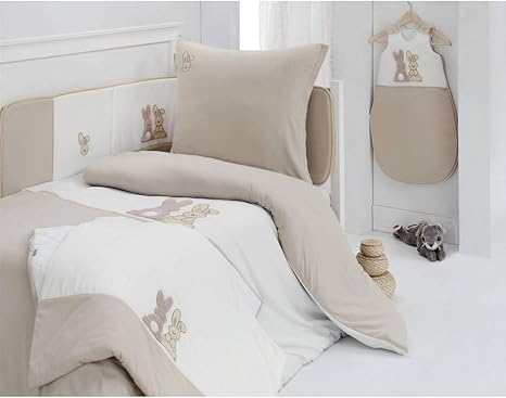 Housse De Couette 80x1cm Lit Bebe Coton Jersey Pompon Lapin Sensei La Maison Du Coton Amazon Fr Bebes Puericulture