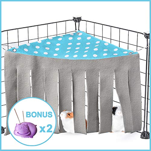 Guinea Pig Hideout Hideaway, Corner Fleece Small Animal Hideout Hide Out for Guinea Pig Chinchilla Rabbit Bunny Rat Hedgehog Squirrel Ferret and Other Small Pet House Hut Nest Toy Cage Accessories