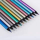 heartybay 12 Count Metallic Colored Pencils Adult Children Wooden Ecopencils