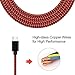 AOFU Micro USB Cable,3Pack 6FT Long Nylon Braided High Speed 2.0 USB to Micro USB Charging Cord Fast Charger Cable for Samsung Galaxy S7/S6/Edge,Android,Note 4/5,HTC,LG,Nexus-Black Red