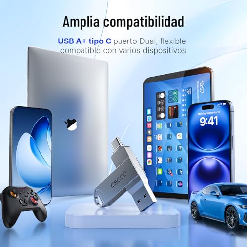 256GB USB Flash Drive, USB 3.1 Gen 1 Dual USB-C and USB-A, Portable Thumb Drive for iPhone 15/16/17, Mac, Android Phones, Tablets, Laptops, Mac, Windows - Backup
