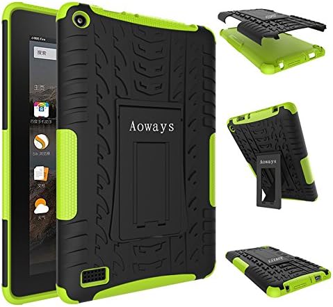 Fire 7 2015 Case- Aoways Armor Hybrid Design with Stand Feature Detachable Hard Tablet Back Case Cover for Amazon Fire Tablet (7 inch Display - 5th Generation ),Green