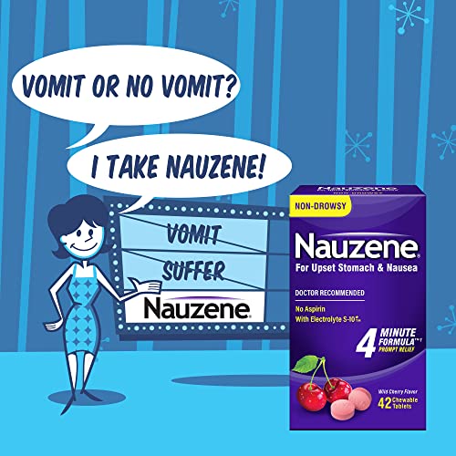 Nauzene Upset Stomach & Nausea Chewable Tablets Flavor, Wild Cherry, 42