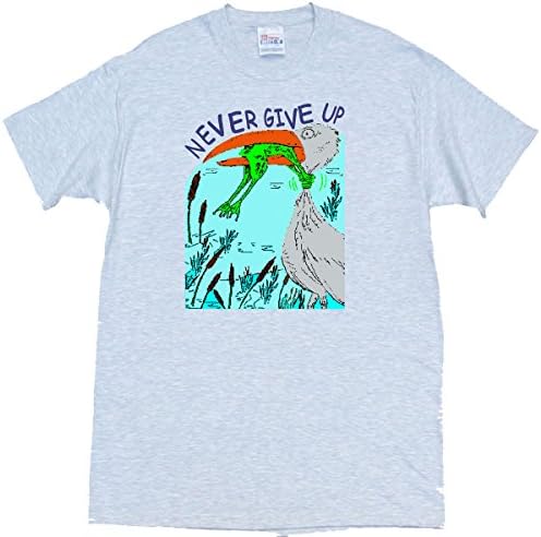 NEVER GIVE UP Heron & Frog Tee Shirt