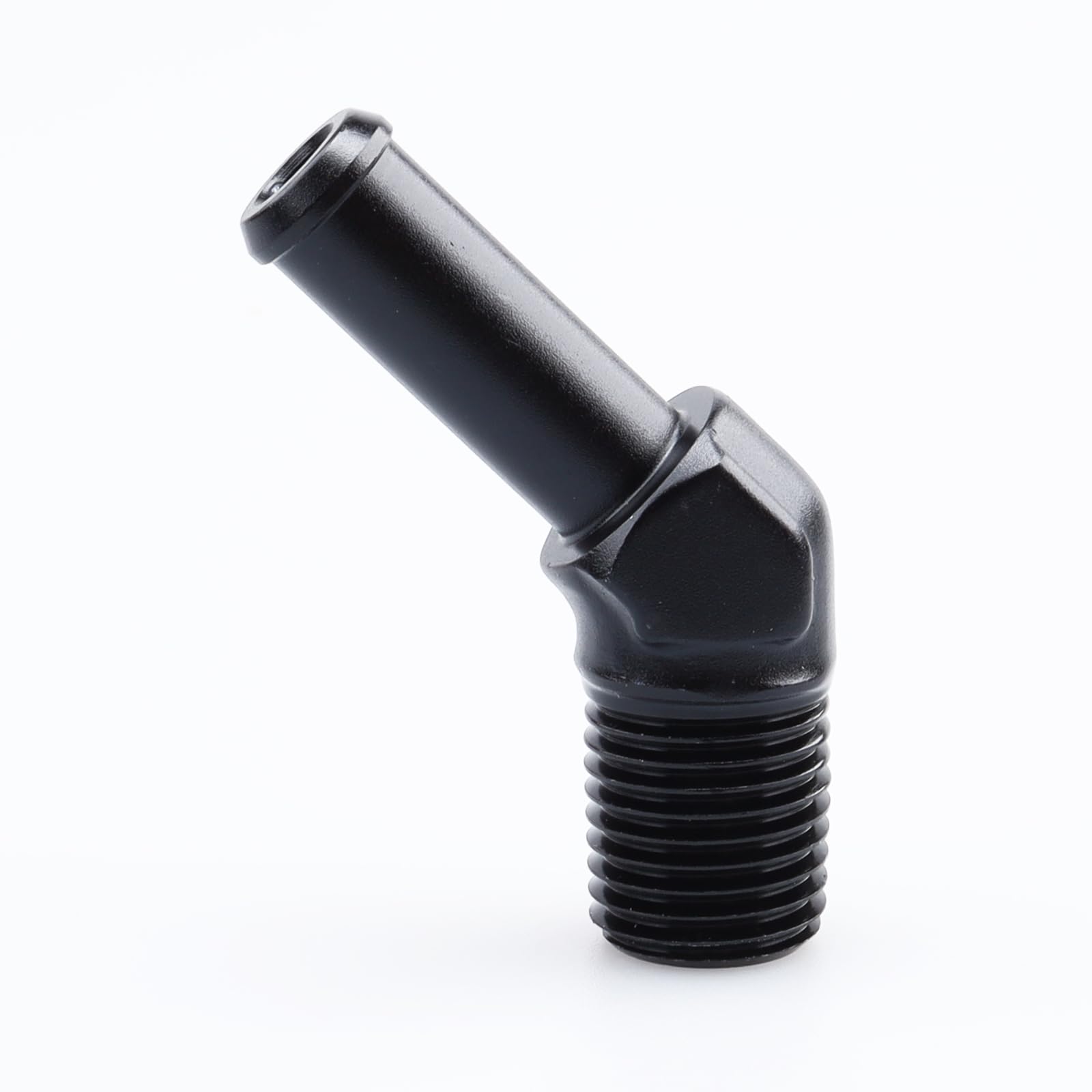AC Performance 1/4" NPT Male to 3/8" Hose Barb Fitting Adapter 45 Degree Aluminum Black Fit for 6AN Push on Hose