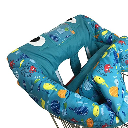 PER 3in1 Shark Shopping Cart Cover/High Chair Cover/Play Mat Protective Cushion Full Safety Harness Universal Fit Foldable For Baby - Thumbnail 4