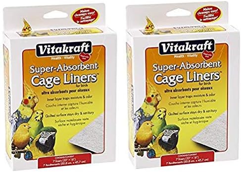 VITAKRAFT 512071 7-Pack Super Absorbent Cage Liners for Birds, 20" X 18" (2-(Pack))