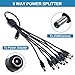 ABLEGRID Charger Compatible with Security Camera 12V 5A 60W 2-Prong Plug AC to DC 2.5x5.5mm w/8-Way Power Splitter Cable Power Supply for CCTV Security Camera DVR, LED Strip Lights