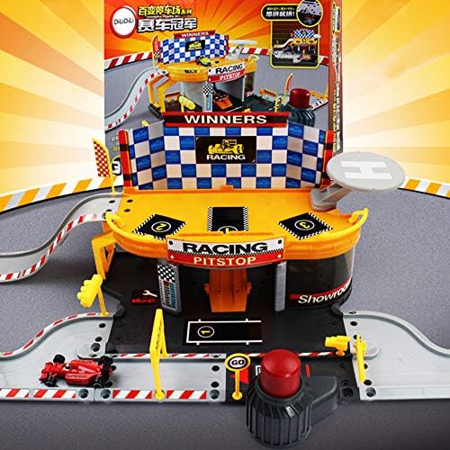 Car Racing Parking Garage Station Set Toys 8 in 1 with Apron Elevator Launch Runway Bifurcation Helipad Car Maintenance Lift Car Launch Virtual Traffic Race Tracks Set Car Park Garage Toys for Kids