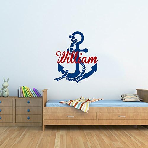 Wall Decal Personalized Anchor Name Vinyl Sticker Custom Name Decals Nautical Anchor Underwater Baby Name Nursery Boys Room Decor