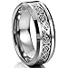 MOWOM Silver Gold Tone 8mm Wedding Rings For Mens Women Water Resistant Tungsten Promise Bands Irish Celtic Knot Dragon Design