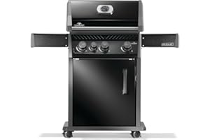Napoleon Rogue 425 Natural Gas Grill with Range Side Burner, Black, 3 Stainless Steel Main Burners, Durable Outdoor Cooking